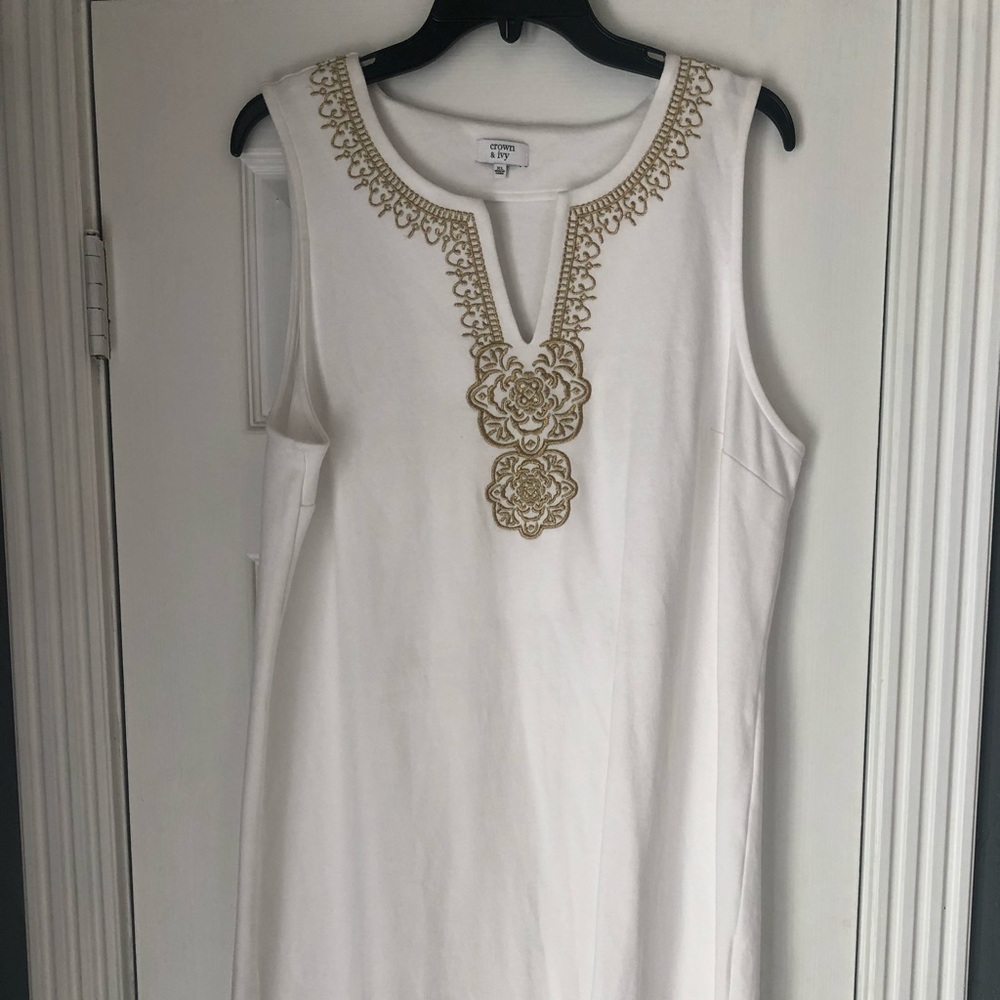 White cotton dress with Gold embellishments